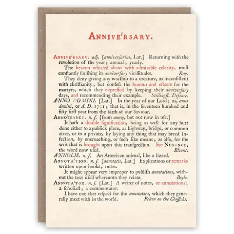 Definition of an Anniversary Card