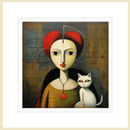 Mona Lisa with Cat Card