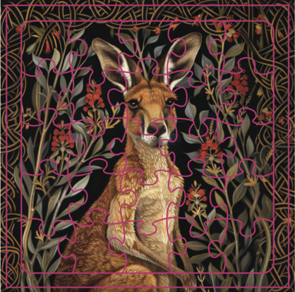 Kangaroo in Bottlebrush Puzzle Card