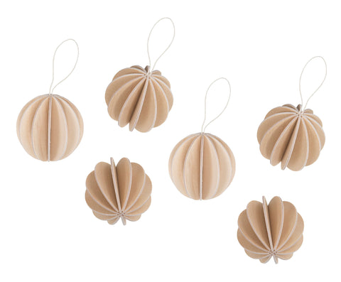 6 Baubles, Natural (4cm)
