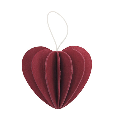 S Heart Ornament, Dark Red (4.5cm)