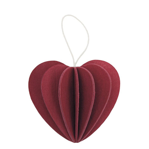 M Heart Ornament, Dark Red (6.8cm)