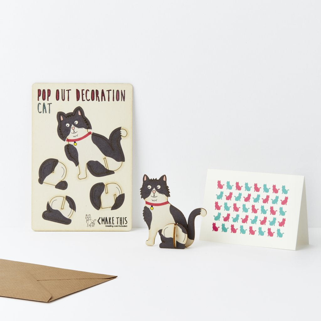 Pop Out Black & White Cat Card
