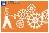 Lenticular Lenticular Animation Luggage Tag, Gears Orange