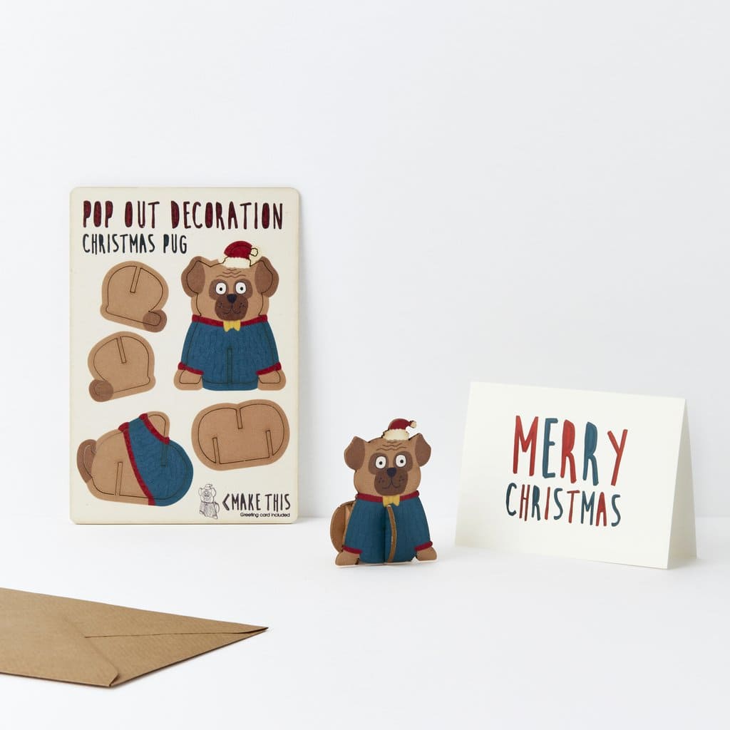 Pop Out Pug Christmas Card