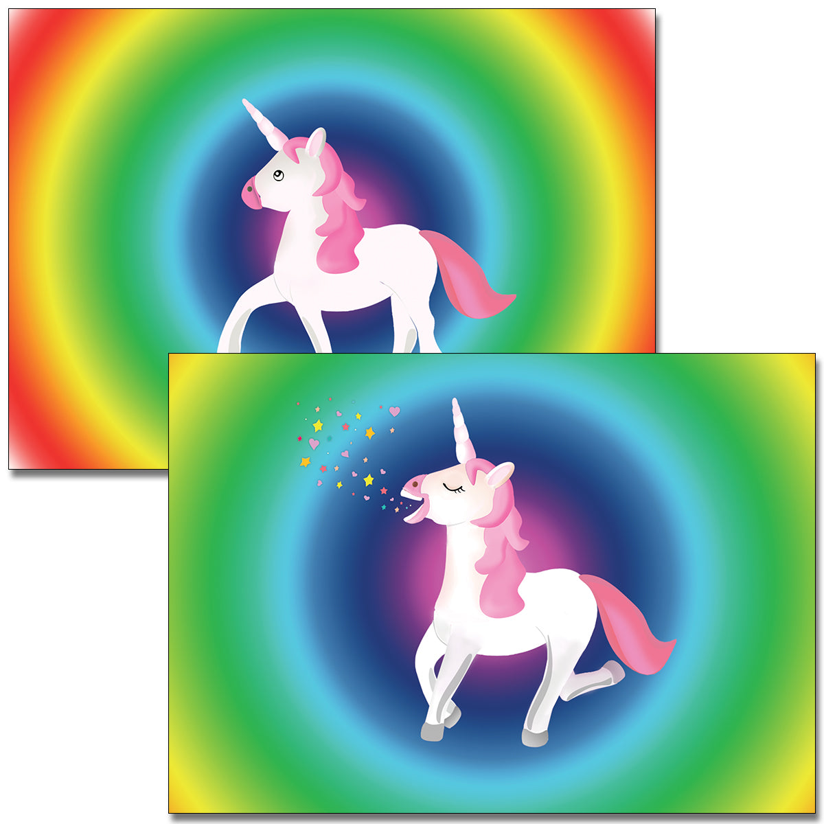 Cartes D'Art Unicorn Rainbow 3D Postcard