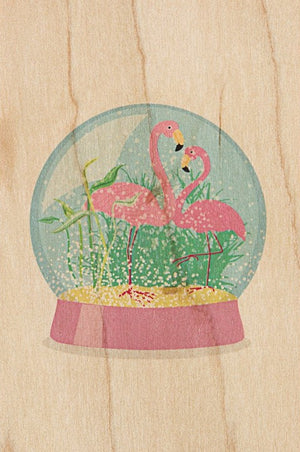 Snow Globe Flamingoes Postcard