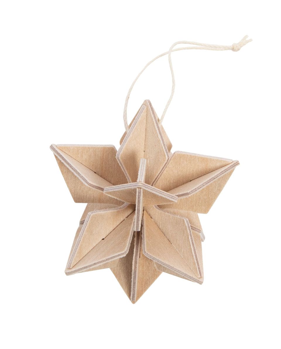 S Star Ornament, Natural (5cm)